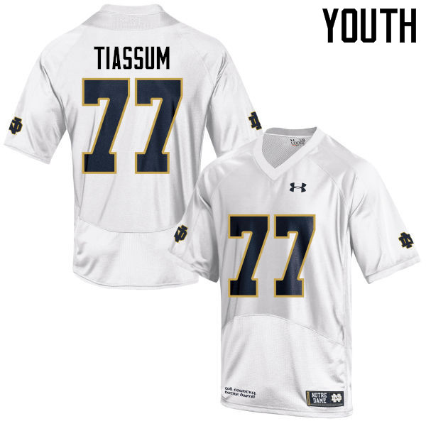 Youth NCAA Notre Dame Fighting Irish #77 Brandon Tiassum Stitched College Under Armour Authentic White Football Jersey CO10P61WF